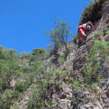 Marion climbing on Via Ferrata de Libar